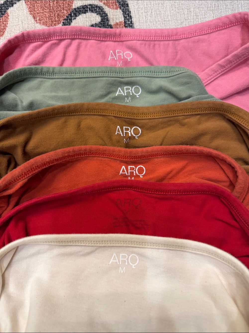 Lot of 6 ARQ M high waisted underwear: red, brick, pink, sage, toffee, white